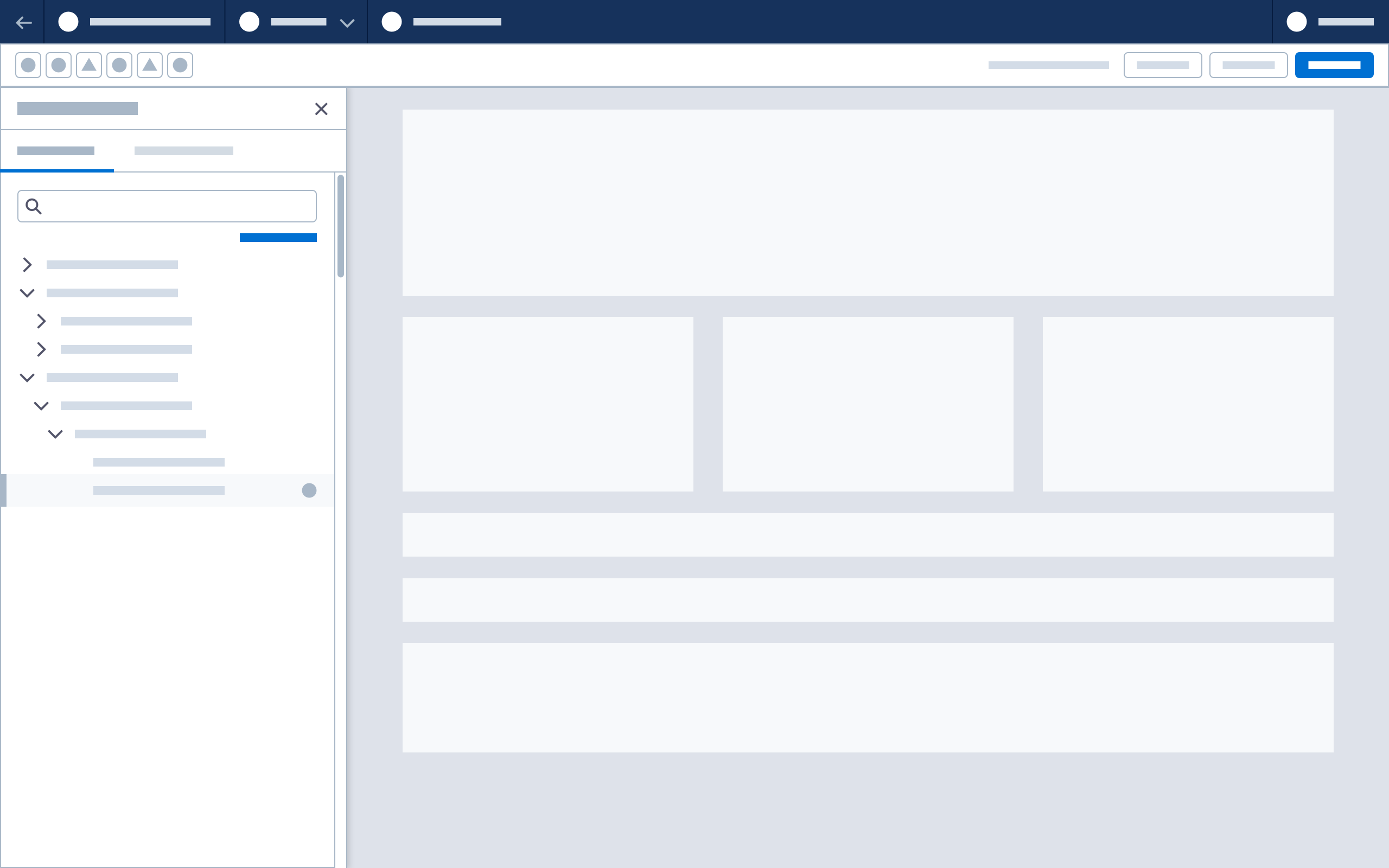 A wireframe showing how the page tree hierarchy.